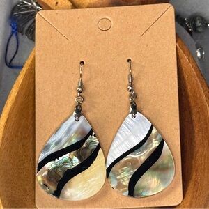 E3. Elegant Teardrop Abalone & Mother of Pearl Shell Earrings